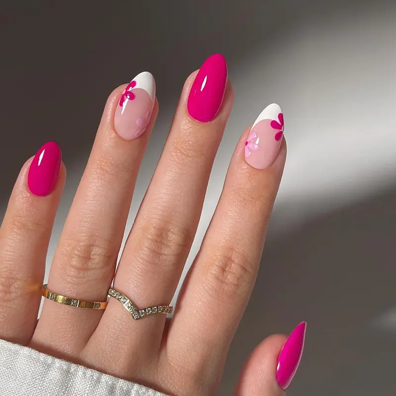 Flower Pattern Fake Nails with Nail File & Tape, 24pcs/set Short False Nails, Removable Nail Art Artificial Full Cover for Women & Girls, Nail Supplies, Flower Design Nails