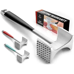 Professional Meat Tenderizer Tool with Comfort Grip Aluminium Garlic Kitchen Utensils