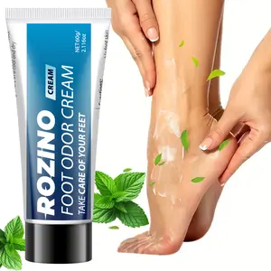 ROZINO 60g Cooling Comfort Foot Deodorant Cream for Fresh Feet Herbal Mint Essentials - 2.11oz Tube Daily Nourishing Peeling