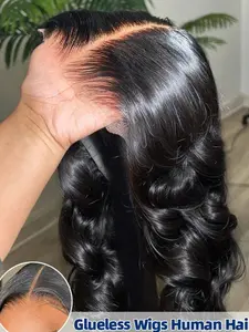 （$62=28Inch） Wear And Go Glueless Wigs Human Hair 180% Density Pre Plucked Pre Cut 6x4 HD Body Wave Lace Closure Wigs Human Hair For Women 5x5 Glueless Human Hair Wig Wear To Go Natural Black