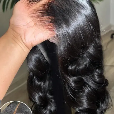 （$62=28Inch） Wear And Go Glueless Wigs Human Hair 180% Density Pre Plucked Pre Cut 6x4 HD Body Wave Lace Closure Wigs Human Hair For Women 5x5 Glueless Human Hair Wig Wear To Go Natural Black