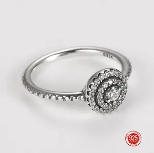 Platinum 925 Sterling Silver Classic Vortex Dazzling Zircon Ring (Size 6-9)