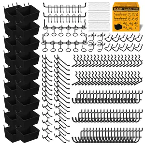 286-Piece Extra Thick Pegboard Hooks Set, 1/4" Heavy Duty Black Peg Board Organizer Accessories with Bins, Metal Pegboard Accessories with Pegs Lock, Peg Board Hooks for Hanging