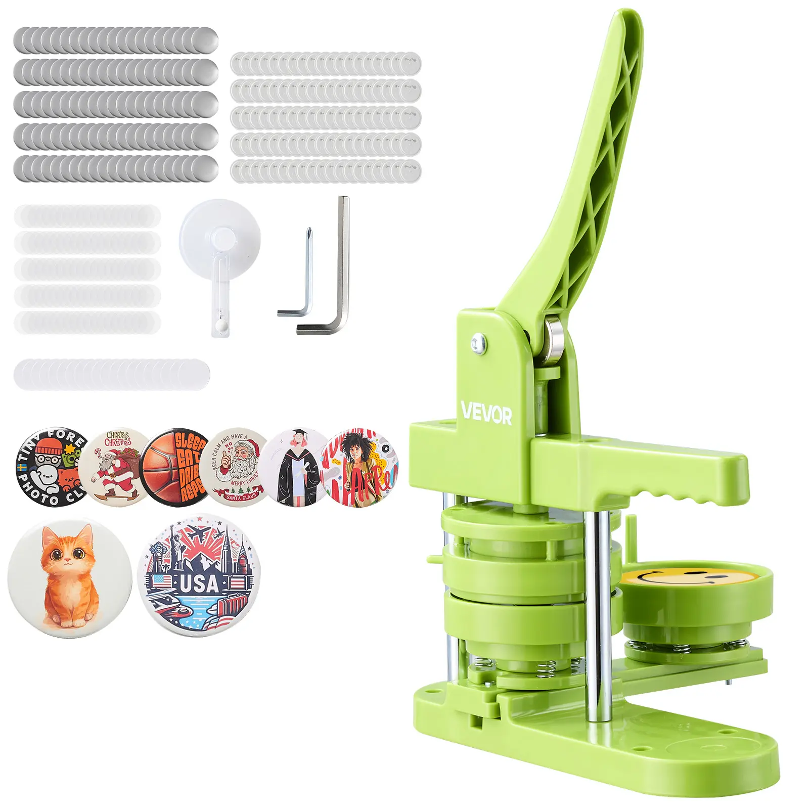 【Summerfinds】VEVOR Button Maker Machine, 2.95 in, Plastic Pin Maker with 100pcs Button Parts, Mr. Panda Magic Book, Circle Cutter and Hex Wrenches, Reinforced Ergonomic Handle, for DIY Badges, Personalized Pins