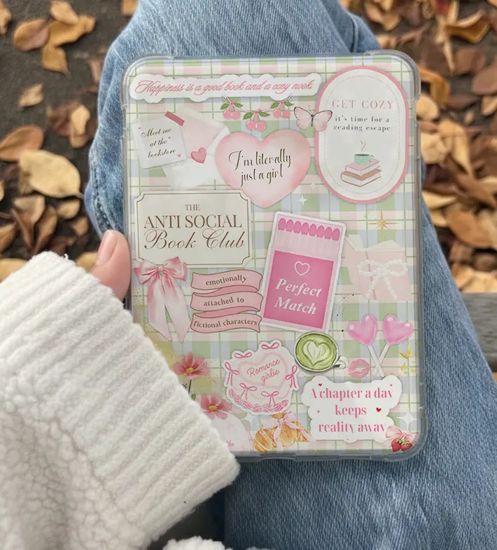 Valentines Romance Kindle Insert for Clear Case – Aesthetic Book Lover Decor | Cozy Reading Accessory