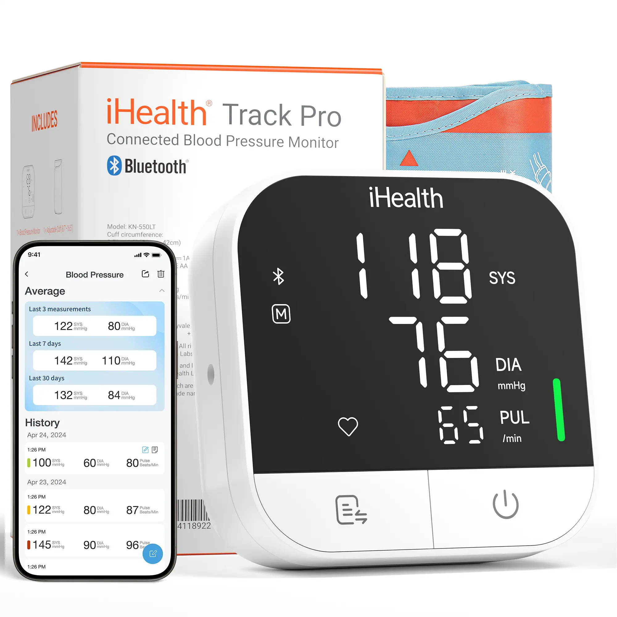 iHealth Track Pro Upper Arm Blood Pressure Monitor HSA or FSA Eligible, Full-View LED Screen​, Body & Cuff Detection, App-Enabled for iOS & Android, Adjustable Cuff Large Adults Arm Friendly