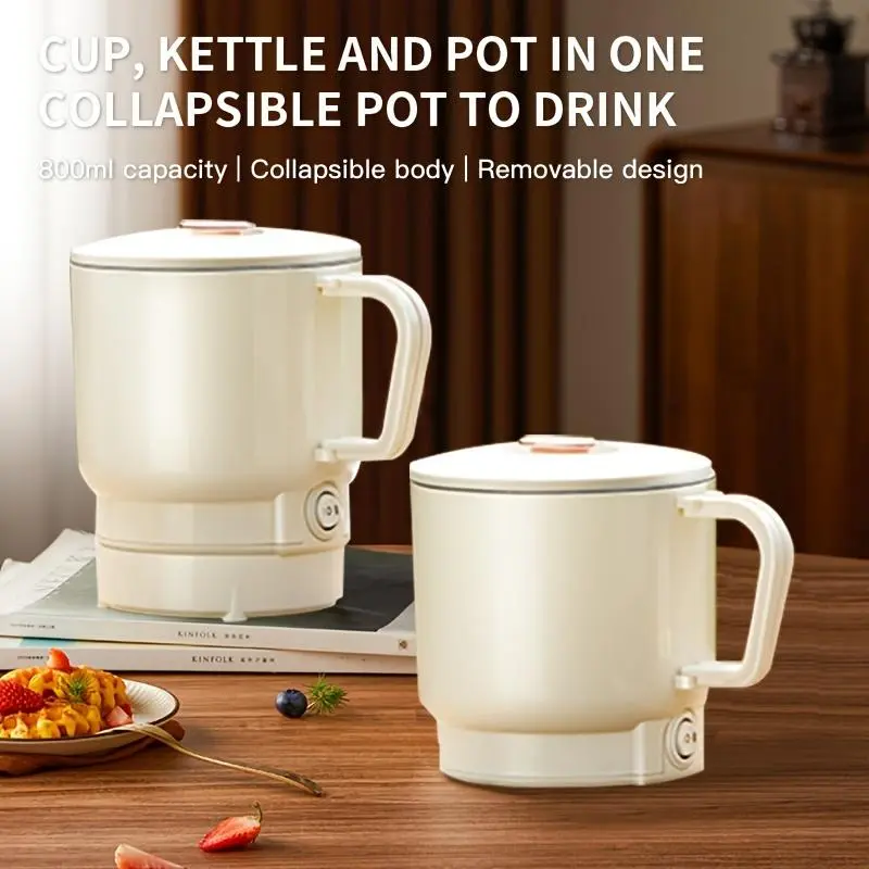 500W Electric Kettle with 0.8L/800ml Capacity, Stainless Steel Inner Lid, Detachable Lid, Fast Boil, Keep Warm, Temperature Select, Washable Anti-Scale Filter, Suitable for Kitchen & Restaurant Use, Ideal for Coffee Brewing & Milk Heating
