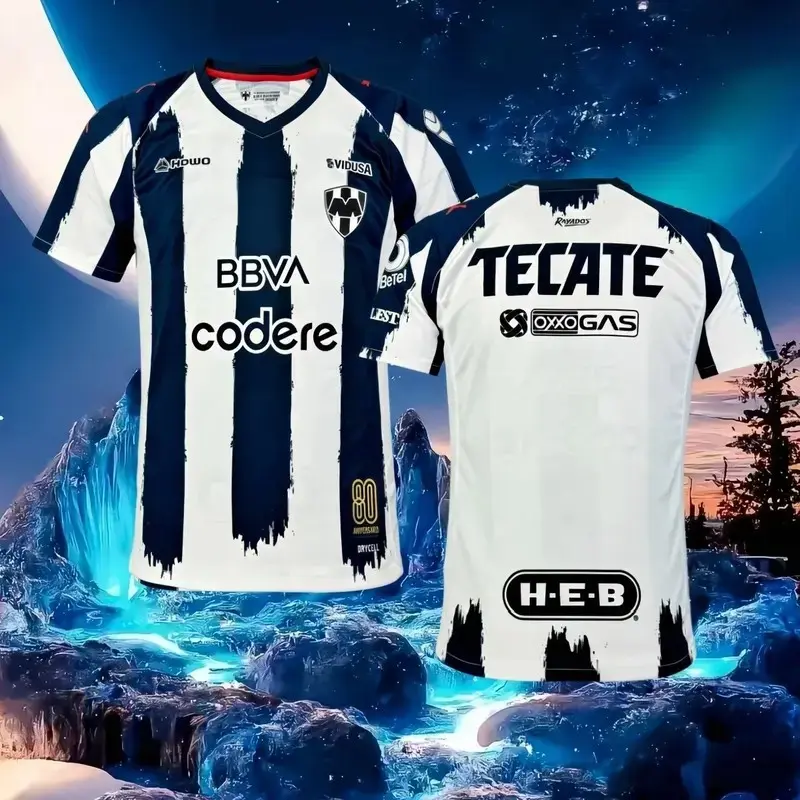 Monterrey Rayados Mexican Soccer Football Jersey, Premium Breathable Athletic Dry-Fit Home Shirt, Perfect 80th Anniversary Collector Gift for Sports Fans