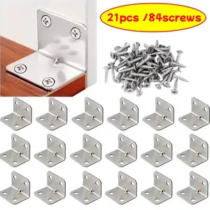 21pcs of wear-resistant 90° angle sturdy Heavy Duty Fastening bracket with self drilling screws for furniture boards and furniture connection cabinets for maintenance