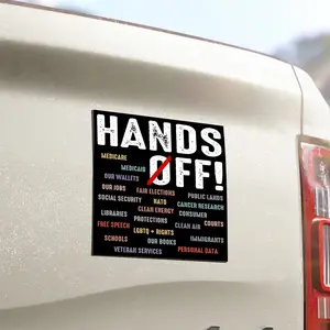 Hands Off Protest Car Magnet, Political Activism, Save Public Lands, Medicare Social Security, Free Speech, Environmental Rights Car Magnet