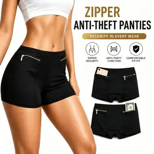 Women's Basic Cotton Sports Underwear with Secret Pocket - 2pcs Anti-Pickpocket Travel Boxers, Lady's Soft Breathable Shorts (2/4 Packs Available)