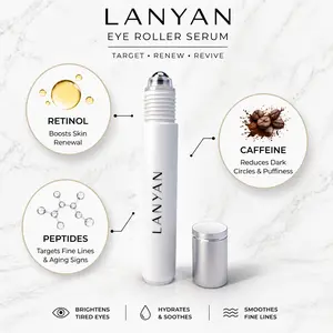 [BUY 1 GET 1] Caffeine Eye Roller Serum, 15ml  0.52 FL.OZ - Triple Action Retinol & Peptides for Dark Circles, Puffiness & Fine Lines