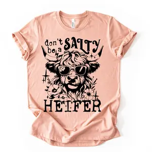 Salty Heifer Highland Cow T-Shirt: Funny Farmer Gift, 100% Ring-Spun Cotton, Soft & Breathable, OEKO-TEX Certified, Relaxed Fit, Autumn Apparel