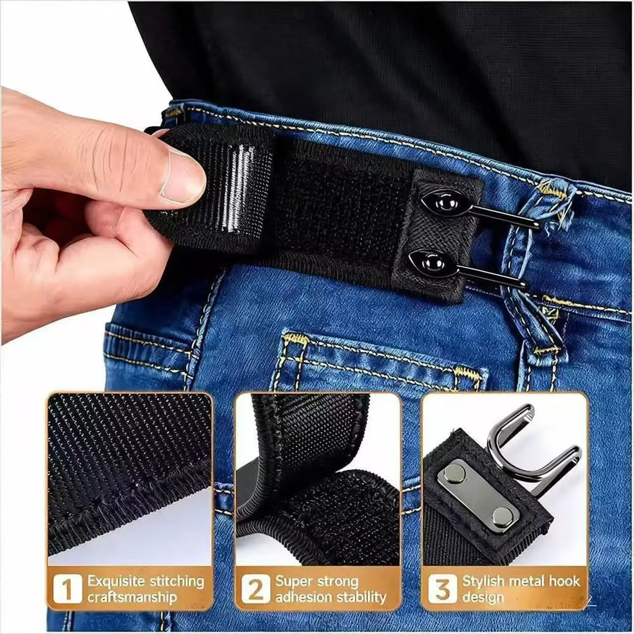No Buckle Elastic Stretch Belt for Men & Women, AdjustableBuckleless Belt Hook, Invisible Unisex Belt for Jeans, Pants