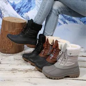 Mysoft Women's Waterproof Warm Lace-up Mid-Calf Snow Boots, Winter Outdoor Shoe, Womensfashion Footwear, Cozy Boots for Women, Perfect Valentine's Day Gift