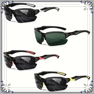 Four-pack of outdoor polarized sports sunglasses, stylish and lightweight, featuring a square cat-eye frame. Unisex design, windproof, suitable for travel, baseball, running, fishing, golf, and driving.