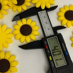 40mm Silicone Sunflower Beads. Set of Four