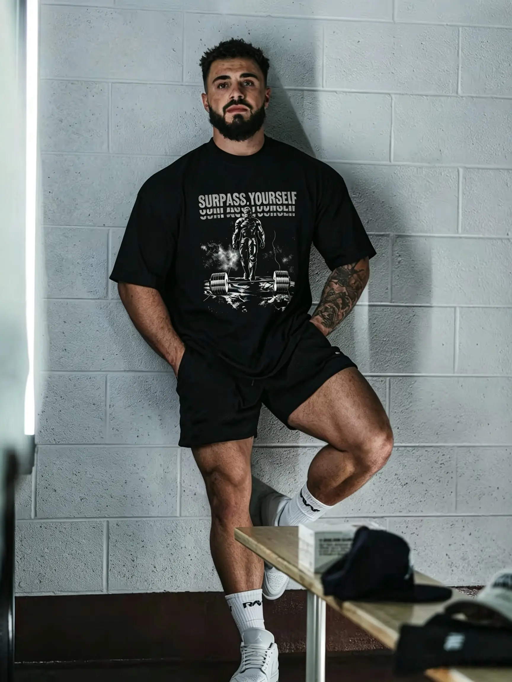 Men's Gym Warrior Graphic T-Shirt, Regular Fit Short Sleeve Workout Top in Breathable Fabric, Motivational Fitness Gear for Gym Workouts, Machine Wash, Motivational Print