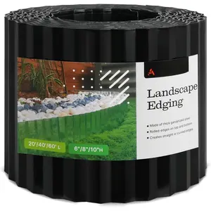 40FT Glvnized Steel Lndscpe Edging Roll, 10" Tll Sturdy Flexible Corrugted Metl Lwn Border for Grden, Pthwy & Flower Beds, Blck