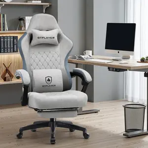 GTPLAYER High Back Ergonomic Computer Gaming Chair - Technical Fabric Furniture with Pocket Springs Cushion, Linkage Adjustable Arms, Footrest, Modern Comfortable Design