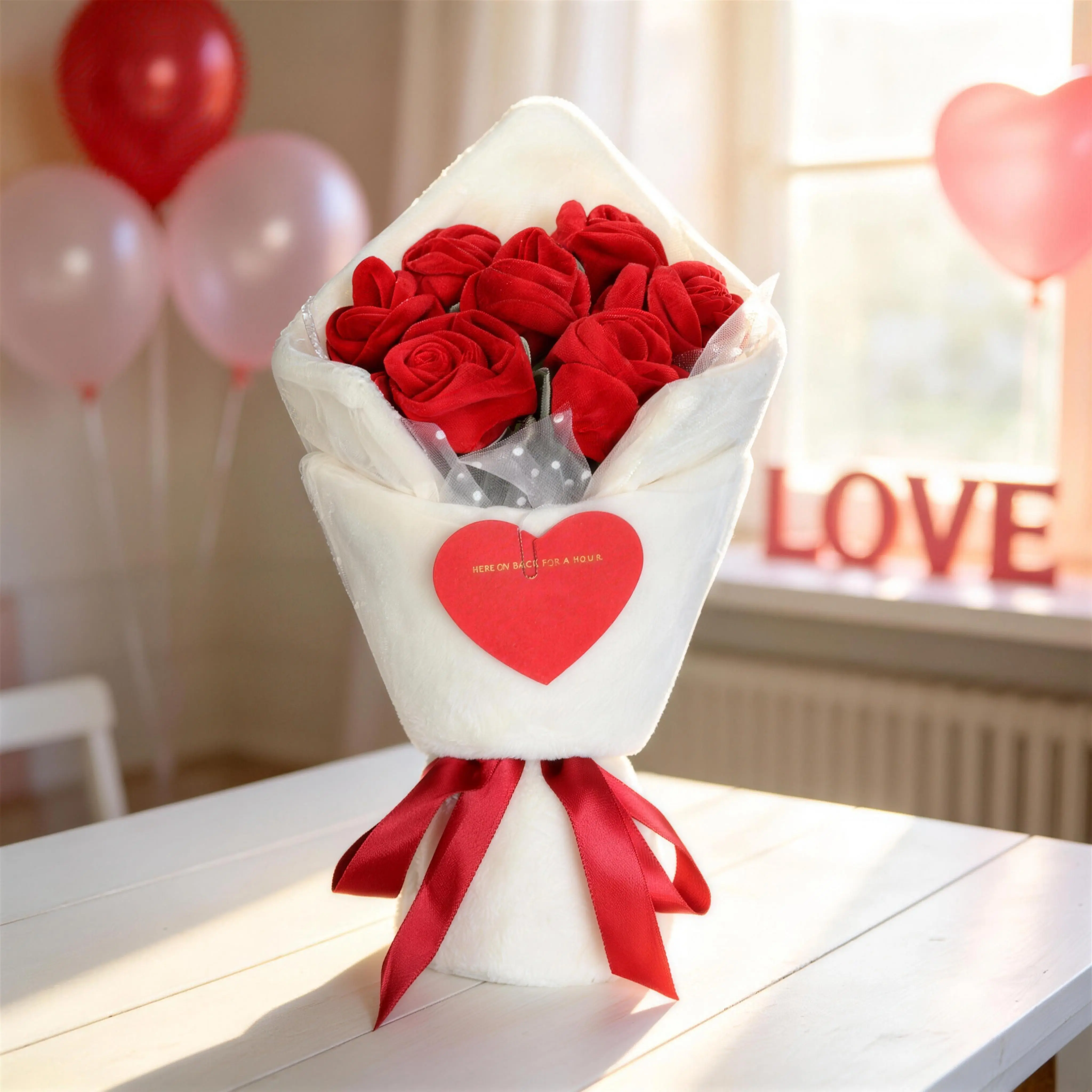 Crystal Plush Bouquet - Everlasting Flower Gift for Her (Birthday, Anniversary, Graduation, Valentine's Day) Decorative，