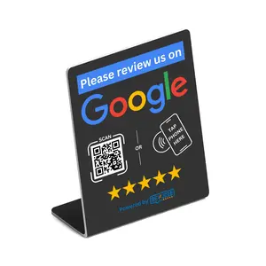 Revuzee Google Tap Pedestal Stand with QR Code - Black | Portable Card Display Stand for Office, Restaurants, Salons & Shops - Instant Scan & Review - Maximize Customer Insights for Business