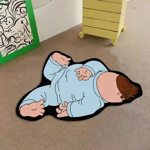 Cartoon Character Rug, Family Guy Peter Funny Cute Plush Soft Fun Decorative Falling Pose Pattern Home Decoration, Non-Slip Washable Rug, Cozy Rug
