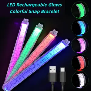 4-Pack Rechargeable LED Colorful Slap Bracelets, Sports Wristbands for Outdoor Activities