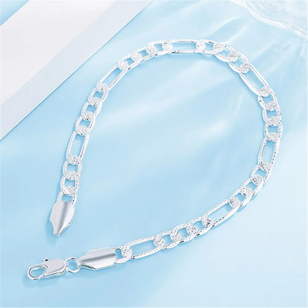 925 Sterling Silver Bracelets Charm Classic 6MM Chain for Women Men Wedding Party Christmas Gifts Fashion Jewelry