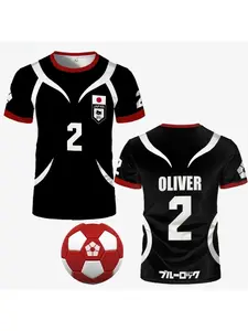 Cartoon anime Japanese U20 team uniform SAE anime role-playing men's and women's black football uniform short sleeved plus size children's short sleeved top T-shirt 3D printing