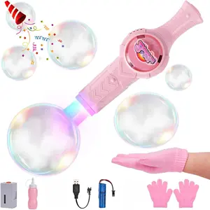 Smoke Bubble Machine, Elastic Bubble Fog Wand, Rechargeable Fog Bubble Machine with Lights & Sound, for Parties Outdoor Interactive Fun (Pink)