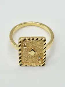 14k Nugget Ring, Unisex Poker Card Design, Geometric Design Ring, Lucky Charm Jewelry, Perfect for Parties and Daily Wear, Stylish Accessory, Radiant Rectangle Rings