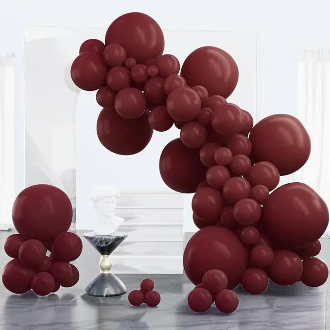 PartyWoo Thick Rubber Decorative Balloon Kit, 100 Pcs (18/12/10/5-Inch Dark Chestnut Red) - Balloon Arch, Birthday Theme, Festive for Birthday, Graduation Party Decorations, Decorative Balloons Balloons