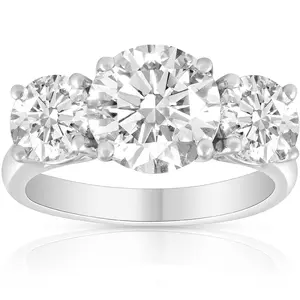 5Ct Three Stone Moissanite Ring 10k White Gold