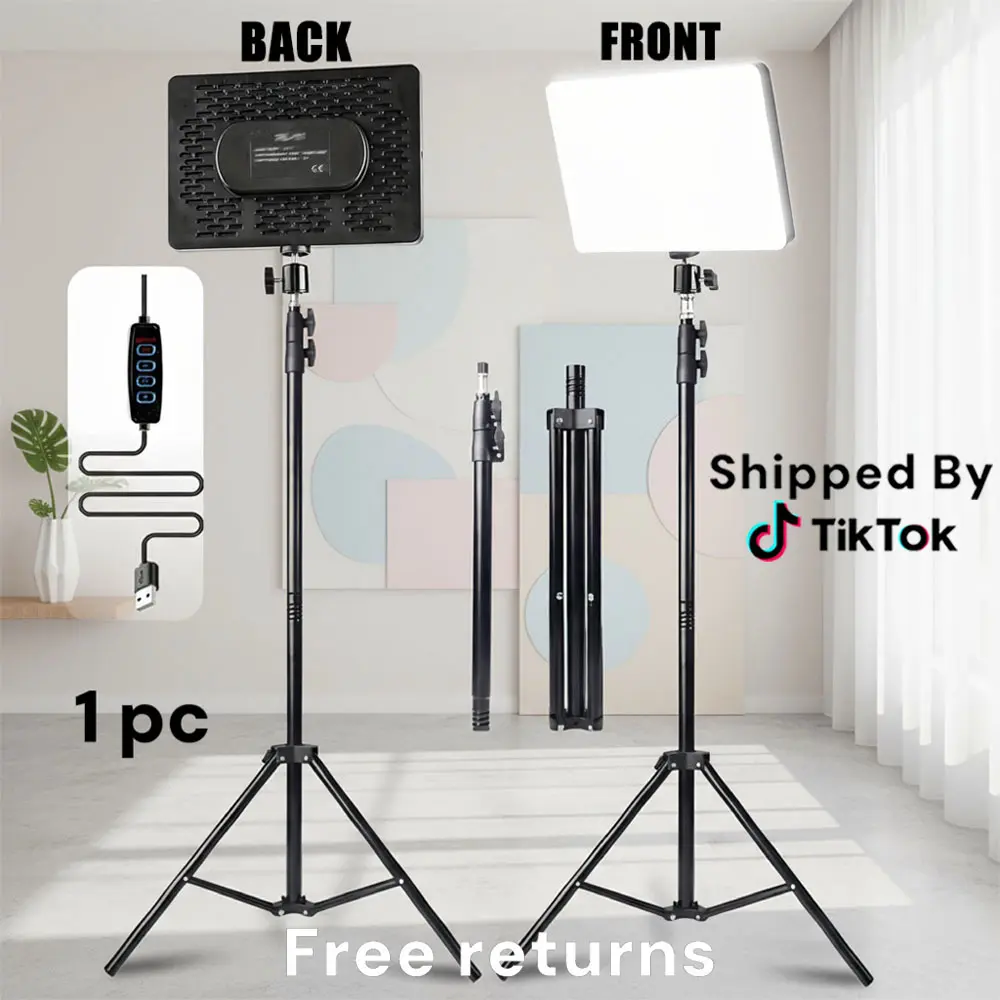 【DealsForYouDays】1 pc 10" Fill Light, Square Light Panel with 63" Extendable Stand 3 Color, Studio Lighting for YouTube/TikTok/Instagram Content Creation, USB Powered, Soft light#SummerWins#Fathersdaygift