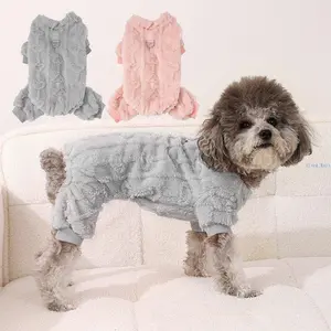 Pet Winter Warm Soft Flannel Four-Leg Jumpsuit, Cozy Comfort Jacket for Chihuahua, Yorkie, Dogs & Cats, Versatile Design, Available in Grey & Pink