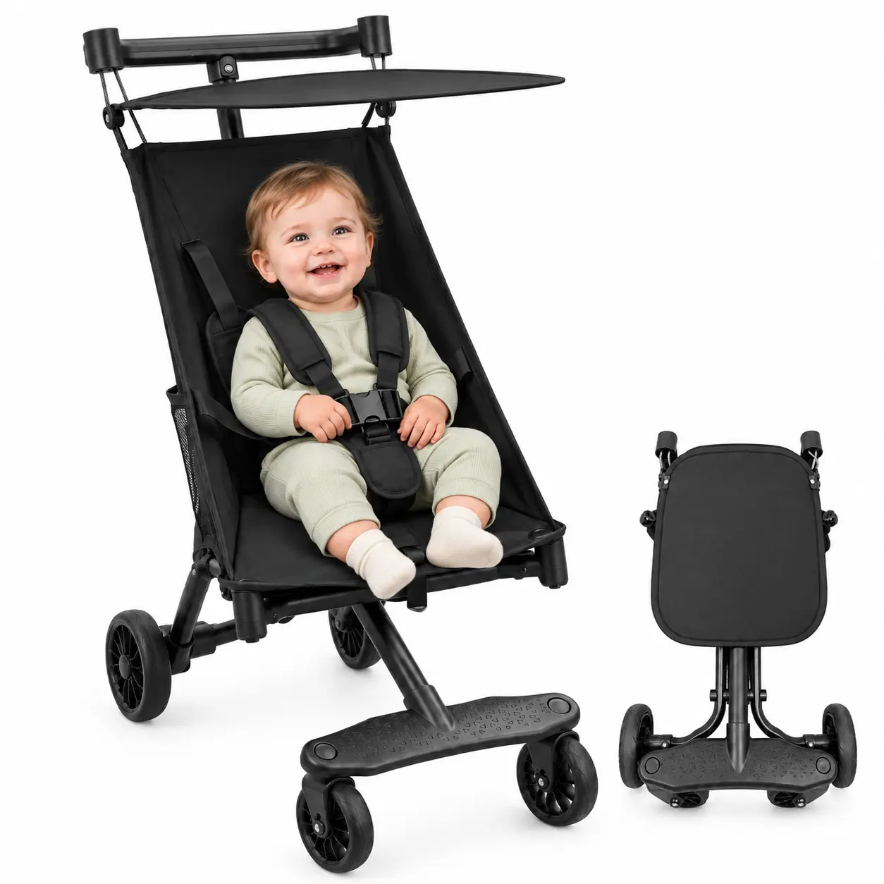 Convenience Travel Stroller For Baby & Toddler Ages 1-6 Years, 7.7 lbs 1-Hand Fold, 5-Point Seat Belt, Adjustable Sun Canopy , Lightweight Compact fold, Generic Stroller