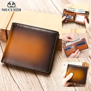 NIUCUNZH Genuine Leather Rfid Wallets for Men Vintage Short Multi Function ID Credit Card Holder Money Bag Ideal Gift