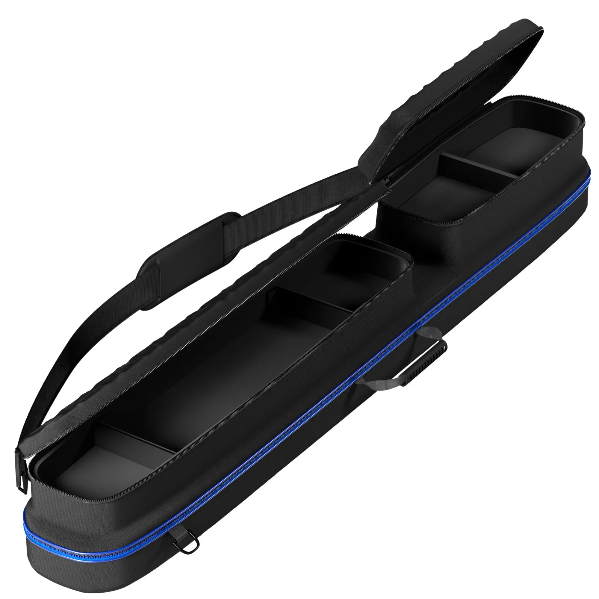 CASEMASTER Billiard Cue Case, Blue 1x1 Holder in 600D Oxford Fabric with Parallax Diamond Stitching, Water-Resistant with Padded Interior and Accessory Pockets, Billiard Accessories, Pool Cue Stick, Form-Fit Foam