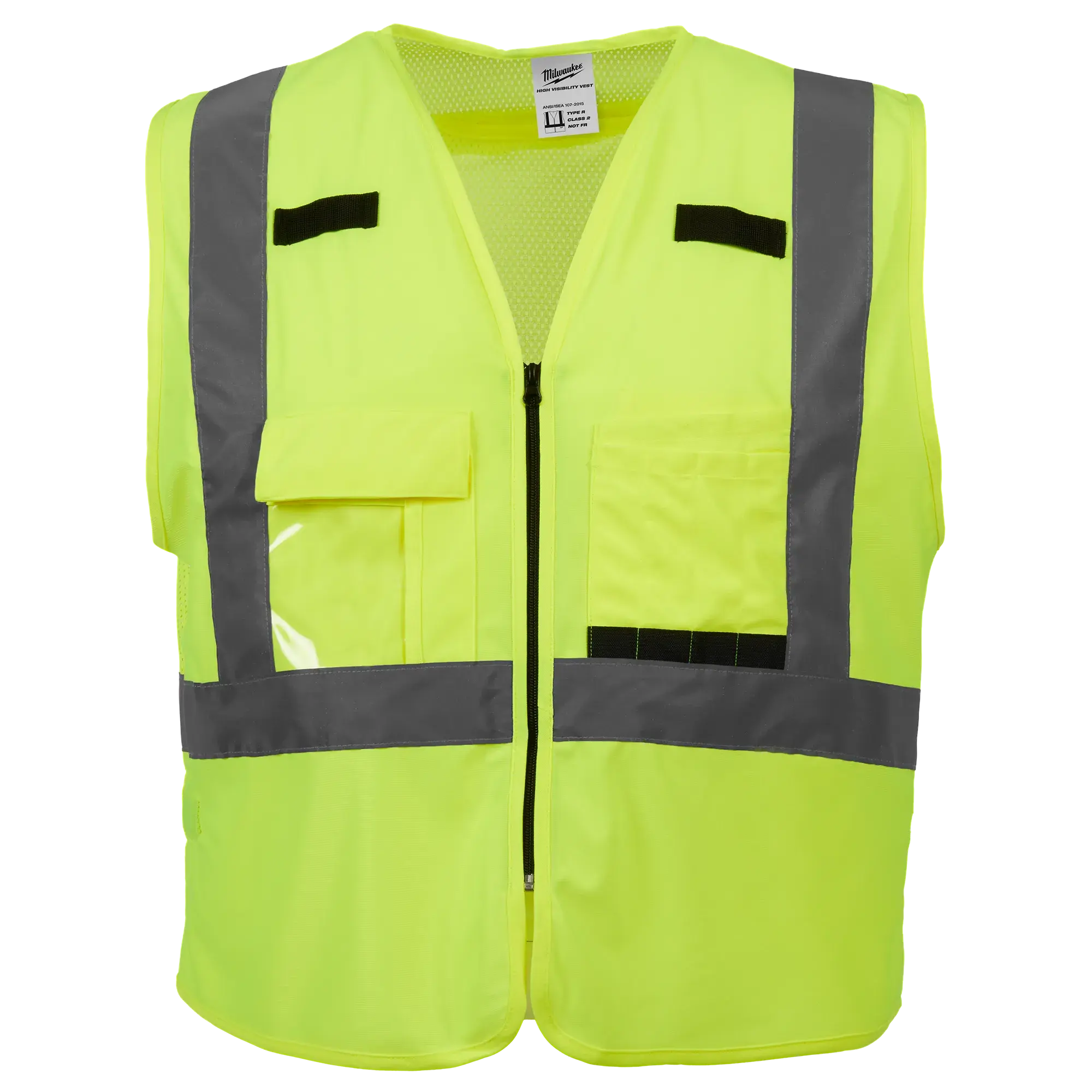 Milwaukee 48-73-5023 Work Safety Vest - Class 2, High Visibility Yellow, CSA Compliance, Pass-Thru, 10 Pockets, 2XL/3XL, for Construction Workers, Reflective