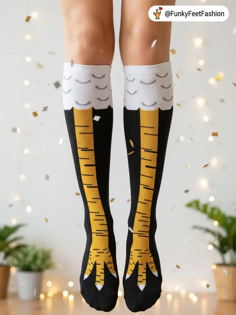 Women's Funny Chicken Leg Socks Knee High Novelty Animal Paw Socks Gag Gift for Her