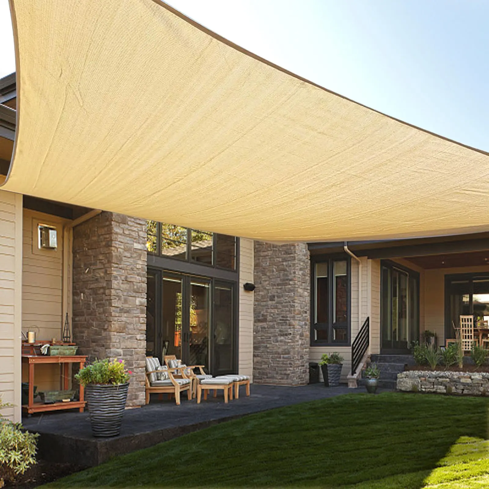 LOVE STORY Rectangle Sun Shade Sail Canopy - Sturdy Heavy-Duty HDPE Outdoor Cover, 95% UV Resistant, D-Ring Fix, Durable Full Cut Design for Patio, Pools, Backyard, Decks, Carports, Adjustable Foldable Shade, Hdpe Built For Outdoor Use, Hdpe Fabric