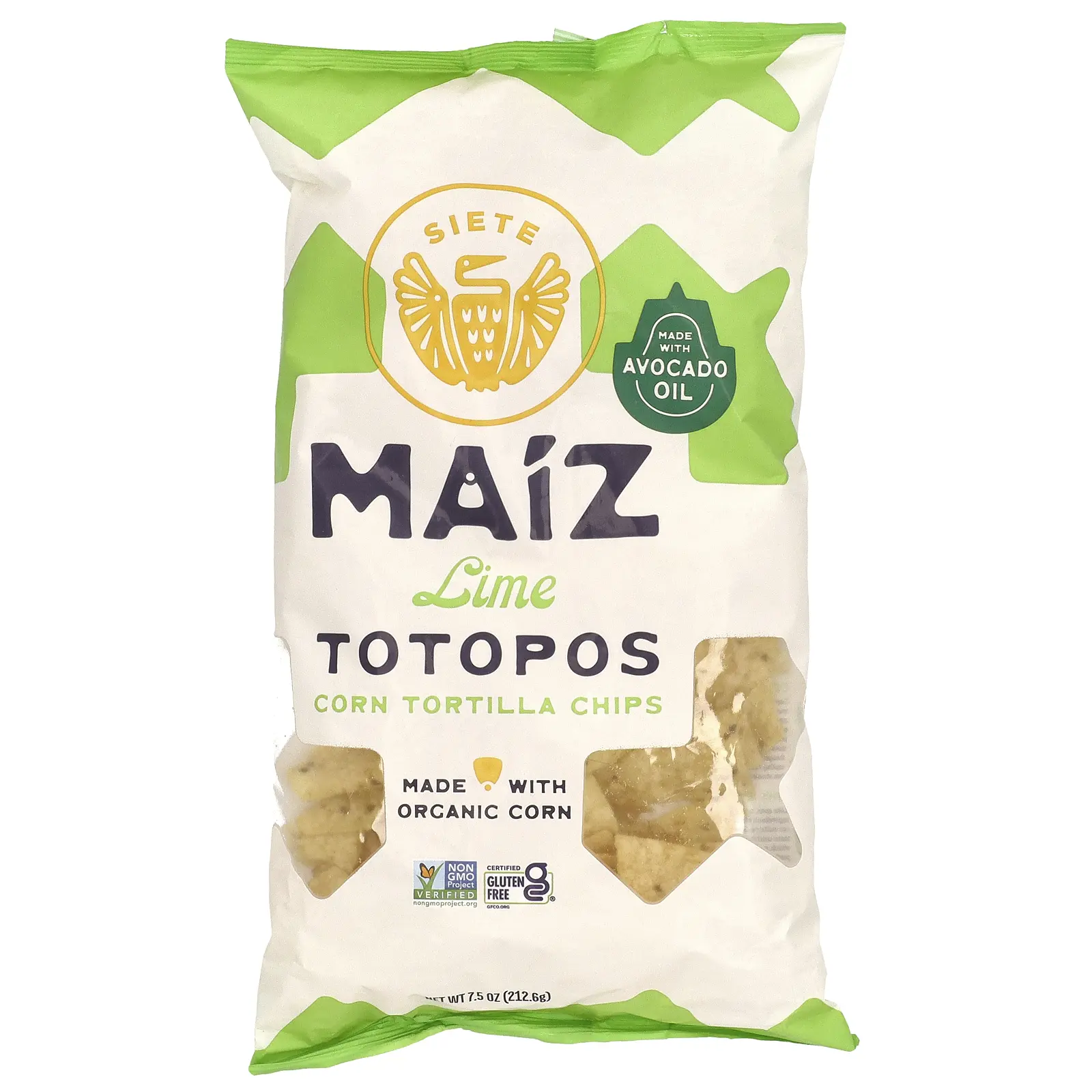 Siete Maiz Totopos Corn Tortilla Chips, Lime , 7.5 oz (212.6 g)