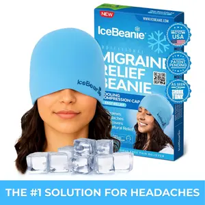 IceBeanie | Migraine Relief Hat – Hot & Cold Therapy, 360° Full Coverage, Adaptive Fit System, Blackout Design, Soothing Headache & Stress Relief, Ideal Gift