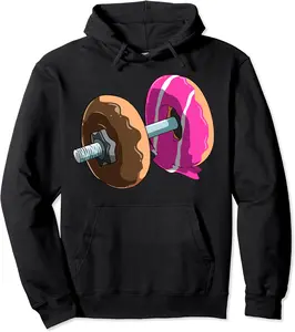 Donuts And Dumbbells Weightlifting Donuts Dumbbells Pullover Hoodie - Ronniemu Shop 70B092558TK8