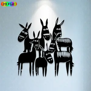 1pc Donkey Herd Metal Wall Art, Whimsical Donkey Statue Mural, Ideal Gift for New Year, Easter, Donkey Decor Enthusiasts, Weather-Resistant Metal Wall Decor Wall Sculptures, Perfect for Outdoor Garden Wall & Fence, Unique Animal Art Collectors