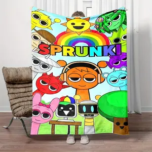 Sprunki Blanket Comfortable Flannel Blanket, Suitable For Sofa Beds And Living Rooms, Family Halloween Decorations, Halloween Blankets, Halloween Gifts