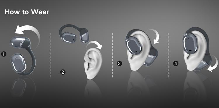 ZIHNIC OWS Fashionable Bluetooth Earbuds, Low Latency Wireless Gaming Headset Earphones, HIFI Sound Quality Music Earbudsfor Gaming Travel Sports On Ear In Ear Wireless Noise Cancellation On Ear Remote Control Built-in Microphone