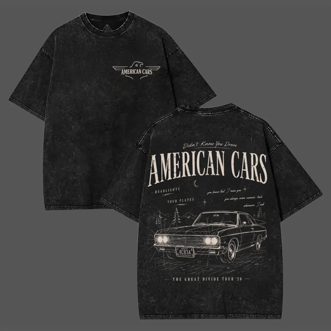 American Cars Vintage Tee, Folk Music Song Lyrics Inspired Tee, The Divide Tour Shirt, NK Merch Concert T-Shirt, Gift for Men and Women, Gift for Fans, MADE IN USA