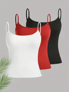Women's Solid Color Cami Top, Casual Sleeveless Spaghetti Strap Top for Summer, Ladies Clothes for Daily Wear